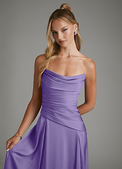 Azazie Gabriela Robes de demoiselle d'honneur Robe Trapèze en Satin extensible Corset Tahiti image4