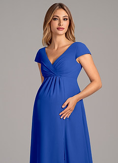Azazie Allessia vestidos de dama de honor de maternidad Vestido de Corte En A Plisado Hasta el suelo Gasa image6