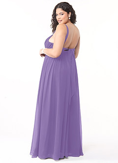 Azazie Aziza Vestidos de damas de honor Vestido de Tahití de Gasa de Corte en A con Cuello en V Plisado image10