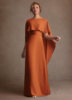 Azazie Marilla Mère de la mariée Robes Robe Trapèze en Mousseline de soie Plissée Cannelle image1