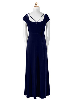 Azazie Gabi Junior Dark Navy A-Line Velvet Dress image17