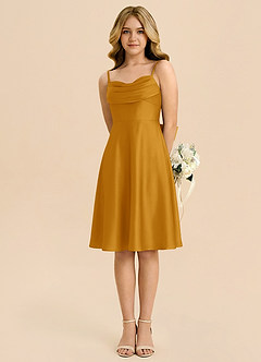 Azazie Bear Butterscotch A-Line Sweetheart Neckline Stretch Satin Dress image5