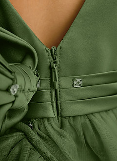 Azazie Lior Robe Demoiselle D'honneur Fillette Robe Princesse en Tulle Plissée Olive image9