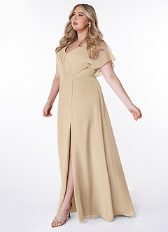 Azazie Rylee Bridesmaid Dresses Champagne A-Line Pleated Chiffon Dress image8