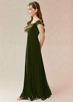 Azazie Gabi Junior Olive A-Line Velvet Dress image5