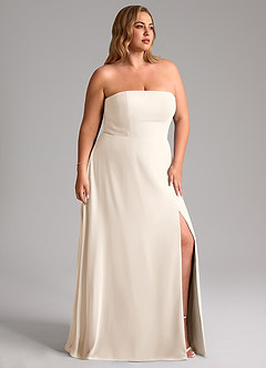 Azazie Wren Bridesmaid Dresses White Alabaster A-Line Side Slit Chiffon Convertible Dress image11