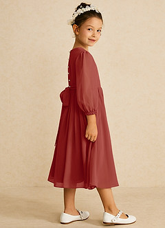 Azazie Lolo Flower Girl Klänningar Klänning A-Linje i Chiffong med ärmar image4