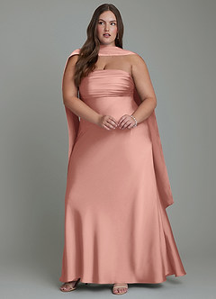 Azazie Saylor Vestidos de damas de honor Vestido Rosetón de Satén Elástico de Corte Sirena con Palabra de honor image15