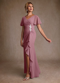 Azazie Suffolk Mother of the Bride Dresses Vintage Mauve A-Line Pleated Chiffon Dress image2