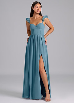 Azazie Denisse Bridesmaid Dresses Bermuda A-Line Ruched Chiffon Dress image1