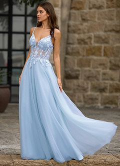 Drapelet Blue A-line Prom Dress image6