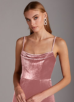 Azazie Solange Vente Finale Robe Fourreau en velours Plissée Black image6