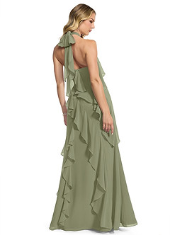 Azazie Velma Bridesmaid Dresses Pistachio A-Line Side Slit Chiffon Dress image2