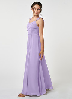Azazie Emily Junior Lilac A-Line Ruched Chiffon Dress image3