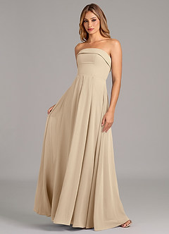 Azazie Lucienne Jurken voor bruidsmeisjes Converteerbaar Jurk van Chiffon met A-Lijn Strapless Champagne image1