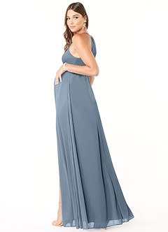Azazie Annabelle Maternity Bridesmaid Dresses A-Line V-Neck Pleated Mesh Floor-Length Dress image5