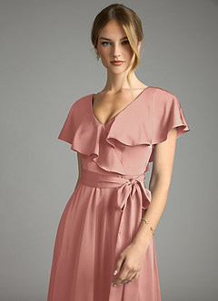 Azazie Lainey Vestidos de damas de honor Vestido de Rosetón de Satén Elástico de Corte en A con Con bolsillos image6