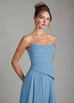Azazie Gabriela Bridesmaid Dresses Steel Blue A-Line Corset Chiffon Dress image10