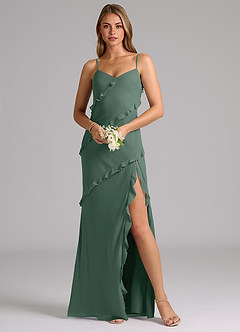 Azazie Nancie Bridesmaid Dresses Sea Moss Mermaid Ruched Chiffon Dress image8