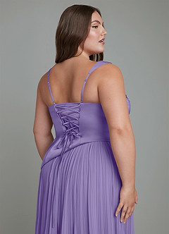 Azazie Stephanie Robes de demoiselle d'honneur Robe Trapèze en Satin extensible Plissé Tahiti image12