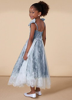 Azazie Tilly Flower Girl Dresses Diamond White Dusty Blue A-Line Lace Dress image4
