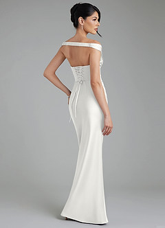 Azazie Stella Robes de demoiselle d'honneur Robe Fourreau Convertible en Satin extensible Corset Blanc image3