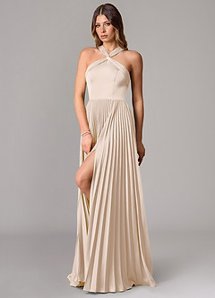 Azazie Afra Abiti da Damigella Abito A-Line in Raso Elasticizzato Plissettato Alabastro Bianco image4