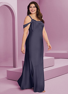 Barbie ♥ Azazie Bridesmaid Dresses Stormy Sheath Pleated Stretch Satin Dress image11