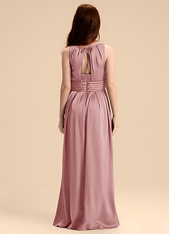 Azazie Bibiane Junior Jurk van Stretch Satijn met A-Lijn Geplooid Stoffige Roos image2