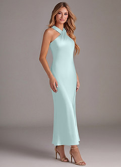 Azazie Doretta Robes de demoiselle d'honneur Robe Sirène en Satin extensible Plissée Verre De Mer image3