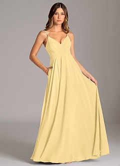 Azazie Amani Bridesmaid Dresses Butter A-Line Pleated Chiffon Dress image6