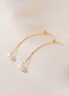 front Pearl and Chain Drop Earrings