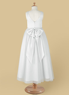 Azazie Marybell Flower Girl Dresses Diamond White A-Line Bow Tulle Dress image10