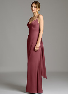 Azazie Adriane Bridesmaid Dresses Desert Rose Sheath Bow Stretch Satin Dress image4