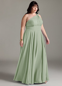 Azazie Charlize Bridesmaid Dresses Dusty Sage A-Line One Shoulder Chiffon Dress image10