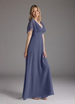Azazie Alessa Mother of the Bride Dresses Stormy A-Line V-Neck Pleated Chiffon Dress image2