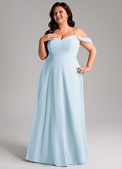 Azazie Marley Bridesmaid Dresses Sky Blue A-Line Off the Shoulder Chiffon Convertible Dress image14