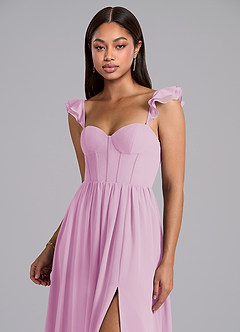 Azazie Denisse Bridesmaid Dresses Candy Pink A-Line Ruched Chiffon Dress image6