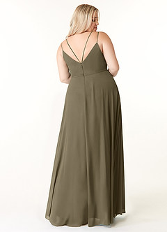 Azazie Janine Bridesmaid Dresses Willow Green A-Line V-Neck Chiffon Dress image7