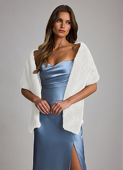 front Elegant Plush Faux Fur Evening Shawl