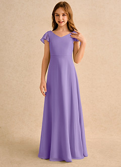 Azazie Nari Girls Formal Flower Girl Dresses Tahiti A-Line with Sleeves Chiffon Dress image5