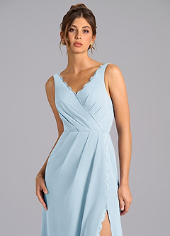Azazie Bernice Abiti da Damigella Abito A-Line in Chiffon Plissettato Azzurro image7
