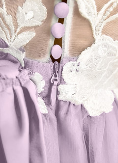 Azazie Sundae Flower Girl Dresses Frosted Lilac Ball-Gown Lace Dress image8