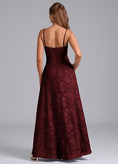 Azazie Stasy Bridesmaid Dresses Cabernet A-Line Sweetheart Neckline Floral Burnout Dress image2