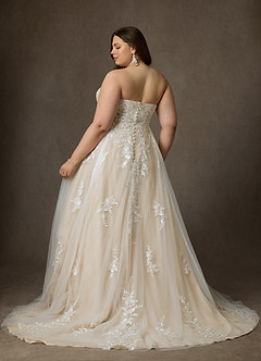 Azazie Keri Bröllopsklänningar Klä av Balklänning i Spets Axelbandslös Diamant Vit Champagne image12