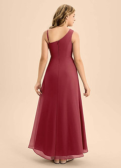 Azazie Brooke Junior Vestido de Granada de Gasa de Corte en A con Corte Lateral image2