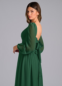 Azazie Zeya Bridesmaid Dresses Dark Green A-Line Long Sleeve Chiffon Dress image6