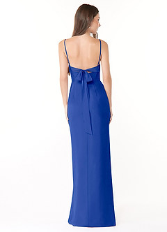 Azazie Mai Bridesmaid Dresses Royal Blue Sheath Pleated Chiffon Dress image2