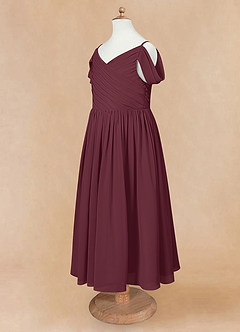 Azazie Chelle Flower Girl Dresses Cabernet A-Line Pleated Chiffon Dress image8