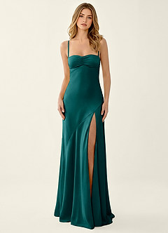 Annastazhia Peacock High Slit Satin Party Dress image3